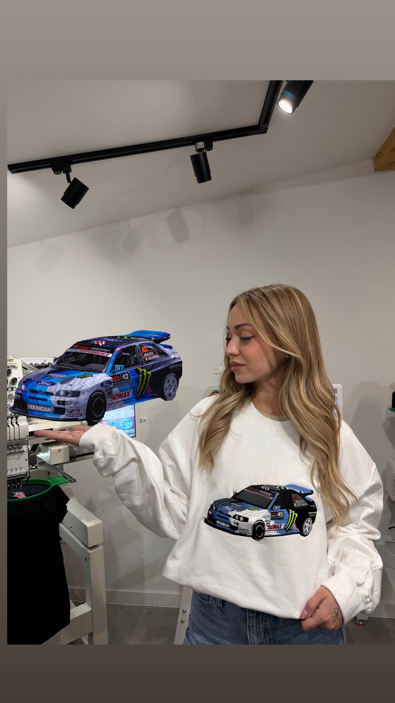 Rally car embroidery