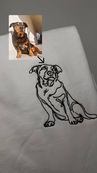 Pet portrait line art embroidery