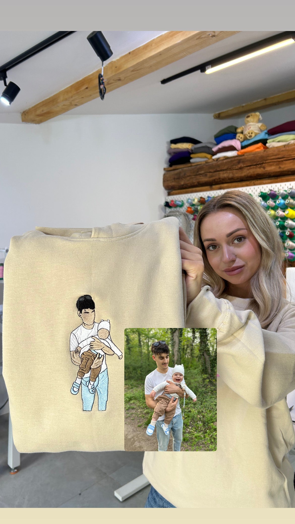 Dad and daughter embroidery