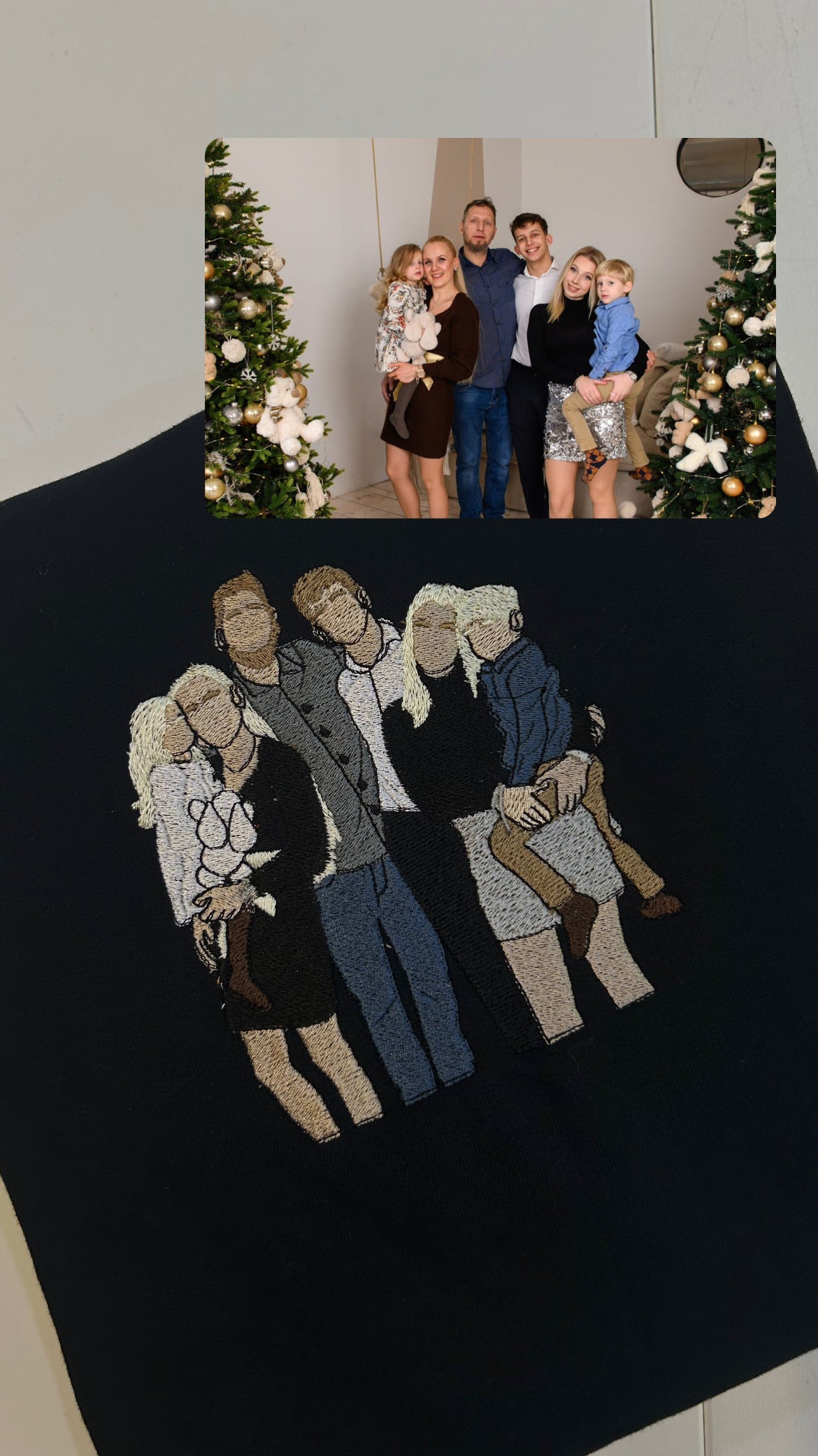 Family photo embroidery in color